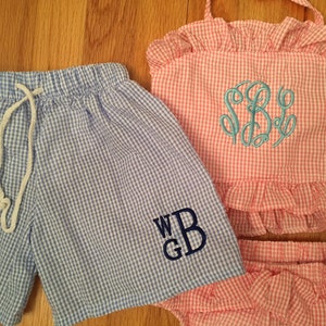 Baby or toddler girls monogram swim suit