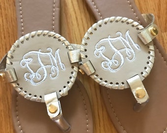 Monogrammed Disc Sandals