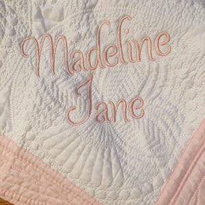 Monogrammed baby quilt, baby blanket