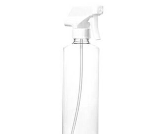 25 ~ 16oz. Clear Cylinder PET Plastic Bottles | White Sprayer ~ BULK25