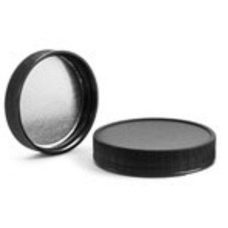 8oz Black Ribbed Silver Lined Jar Caps Cap Size: 89-400 Set of 25 BULK25 image 3