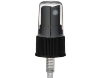 Black Ribbed Fine Mist Spray Caps - Bottle Cap Size: 24-410 - Set of 25 - BULK25