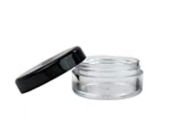 10 Gram (0.35 oz) Clear Round Acrylic Cosmetic Plastic Jars with Black Lids - Set of 25 - Bulk25