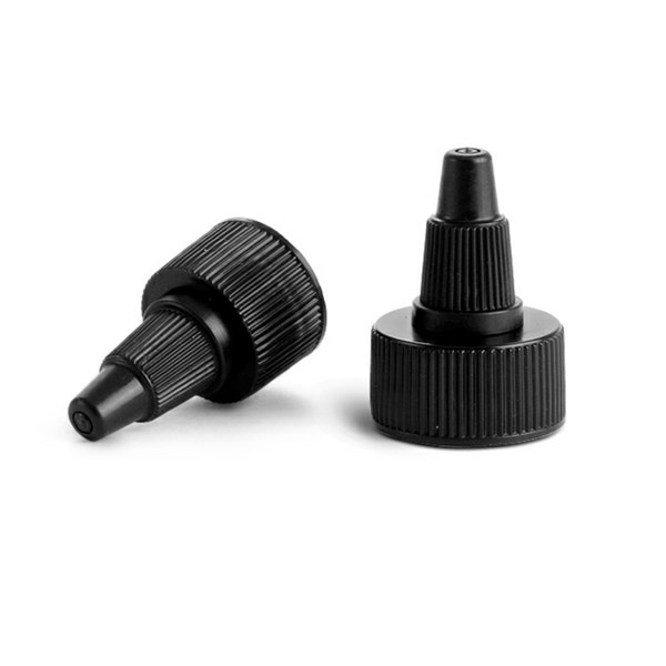 Black Twist Top Dispensing Caps - Bottle Cap Size: 20-410 - Set of 25 - BULK25