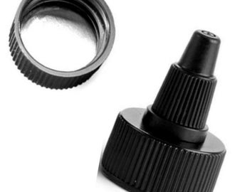 Black with Silver Liner Twist Top Dispensing Caps - Bottle Cap Size: 24-410 - Set of 25 - BULK25