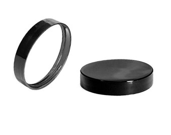 4oz Black Smooth White Liner Jar Caps - Cap Size: 58-400 - Set of 11 ~ CLEARANCE - BULK25