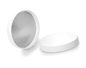 8oz White Ribbed Silver Lined Jar Caps - Cap Size: 89-400 - Set of 25 - BULK25