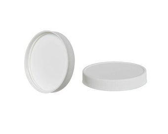 8oz White Ribbed Unlined Jar Caps - Cap Size: 70-400 - Set of 25 - BULK25