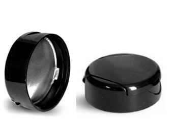 Black Flip Dispensing Caps with Silver Liner - Bottle Cap Size: 38-400 - Set of 25 - BULK25