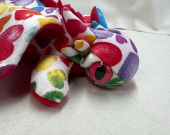 Rainbow Hearts Red Plush Night Dragon