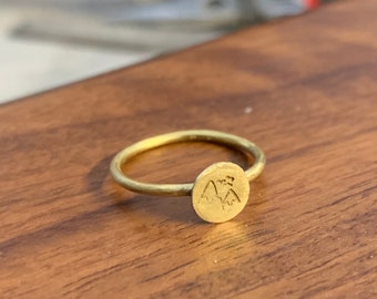 Minimalist Stamped Mountain Ring