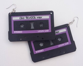 Wooden Cassette Tape Earrings