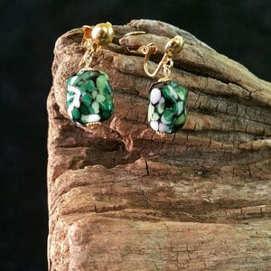 Vintage Hand Made, One of a Kind, Glass Bead Clip On Earrings (Ec-Er-282)fm