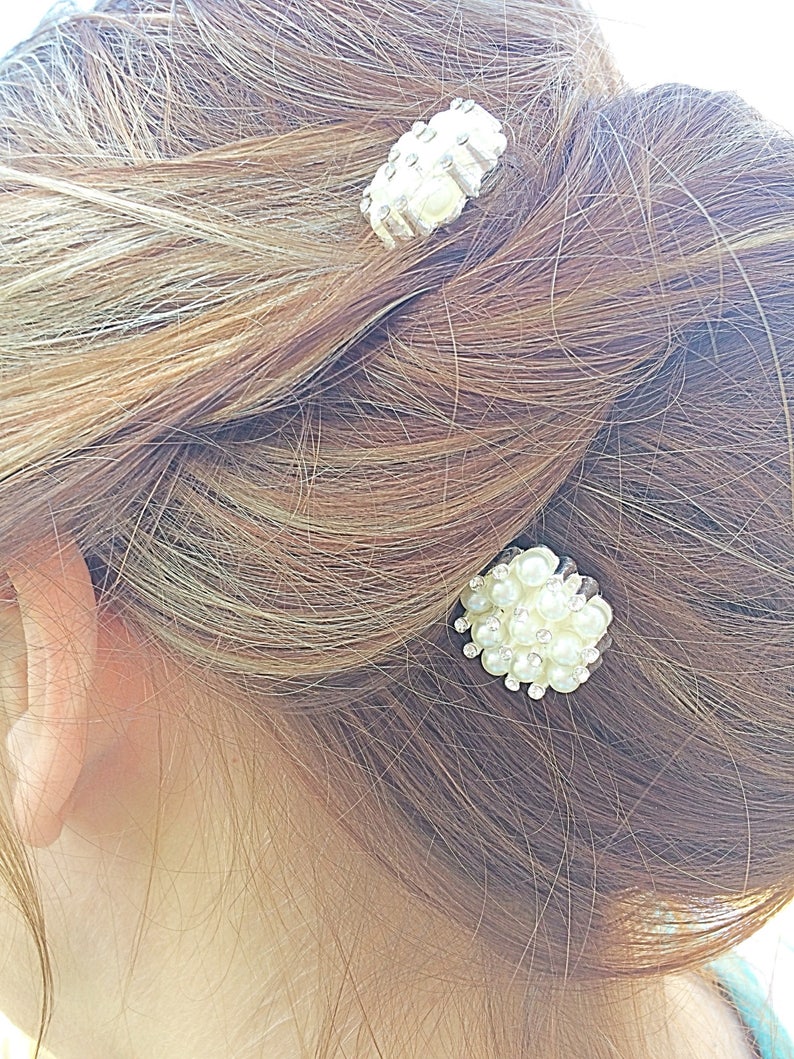 Bridal Hair Pick Rhinestone Pearl Hair Pick White Pearl Hair Etsy