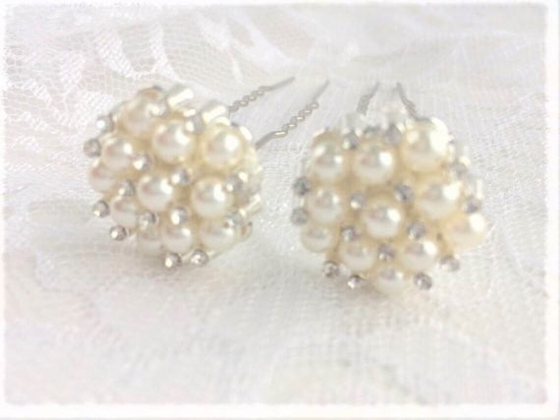 Bridal Hair Pick Rhinestone Pearl Hair Pick White Pearl Hair Etsy