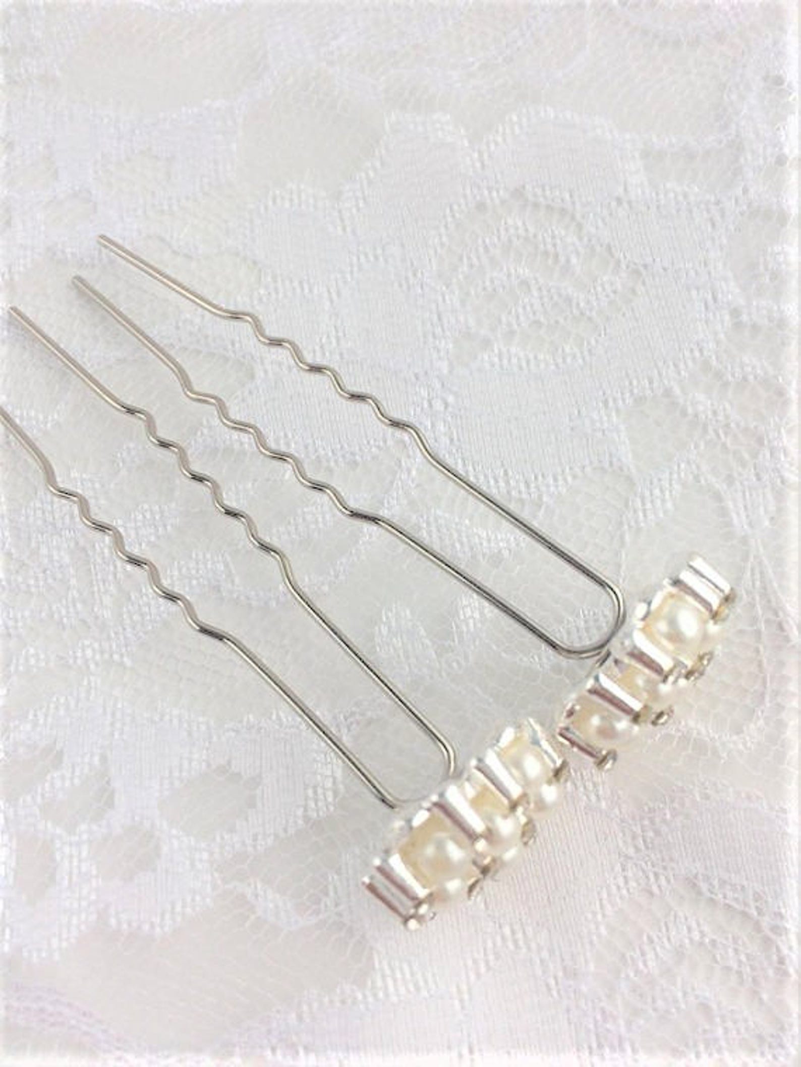 Bridal Hair Pick Rhinestone Pearl Hair Pick White Pearl Hair Etsy