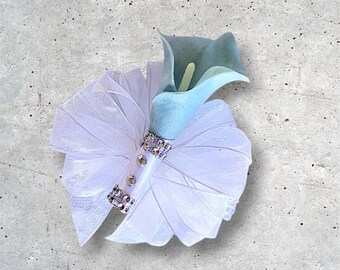 Light Blue Calla Lily Corsage, Wrist Corsage, Baby Blue Accessory, Wrist Flower, Wedding, Prom, School Dance, Special Occasion