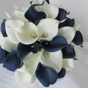 Bridesmaid Bouquet, Blue White Bouquet, Nautical Bouquet, Blue White Calla Lily Bouquet, Calla Lily Bouquet, White Calla Lily Bouquet
