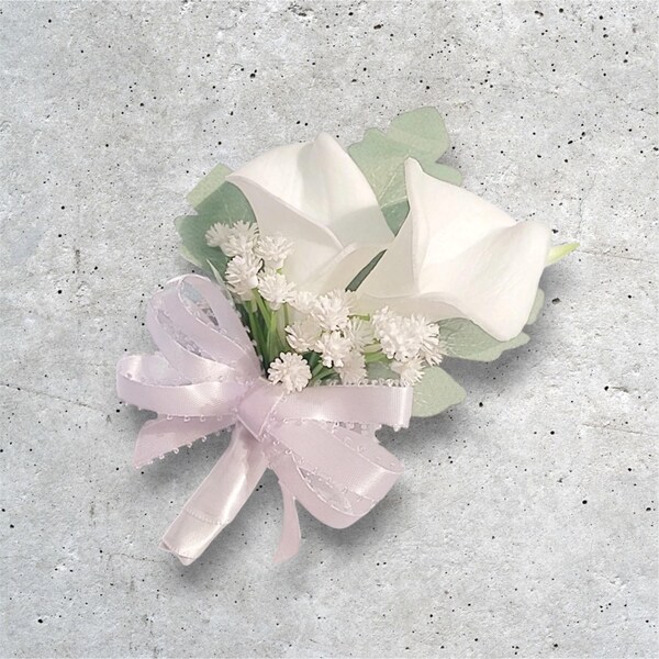 Calla Lily Corsage, Calla Lily Baby Breath, White Mint Corsage, White Prom Corsage, Wedding Corsage, Mint Green