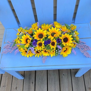 Sunflower Wedding, Country Decor, Wedding Arch, Floral Backdrop, Floral Arbor, Rustic Wedding, Ceremony Flowers, Sunflower Decor with Purple