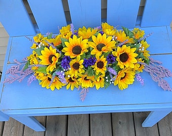 Sunflower Wedding, Country Decor, Wedding Arch, Floral Backdrop, Floral Arbor, Rustic Wedding, Ceremony Flowers, Sunflower Decor with Purple