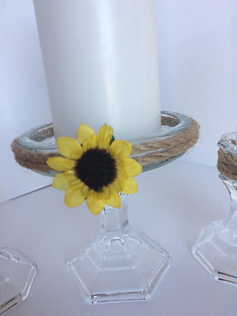 Sunflower Unity Candle Holder Set Sunflower Wedding Decor Etsy