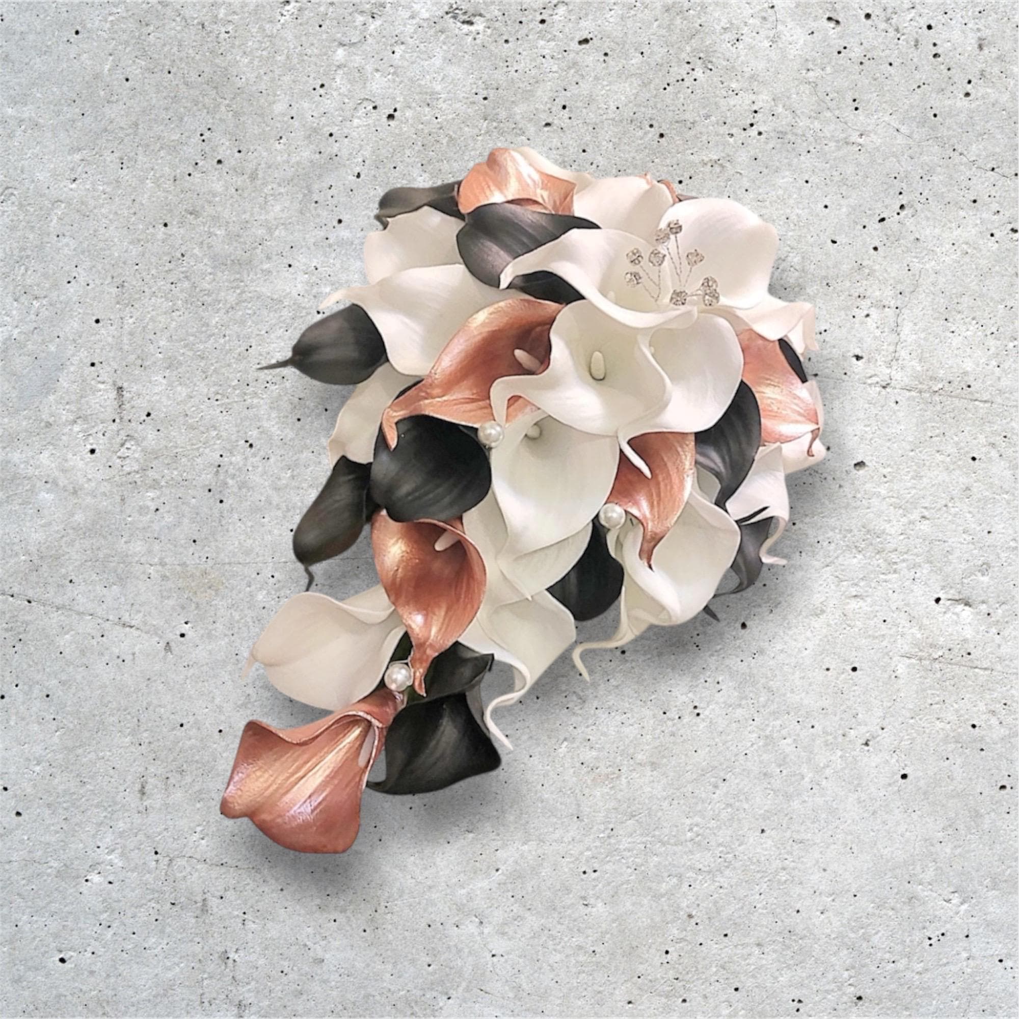 Rose Gold Cascading Bridal Bouquet