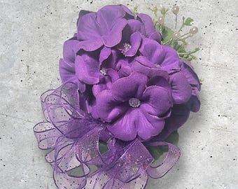African Violet Corsage, Sorority Pin, Purple Corsage, Plum Corsage Pin, Lavendar Flower, Ceremony Corsage, DST Gift, Sorority Sister Gift