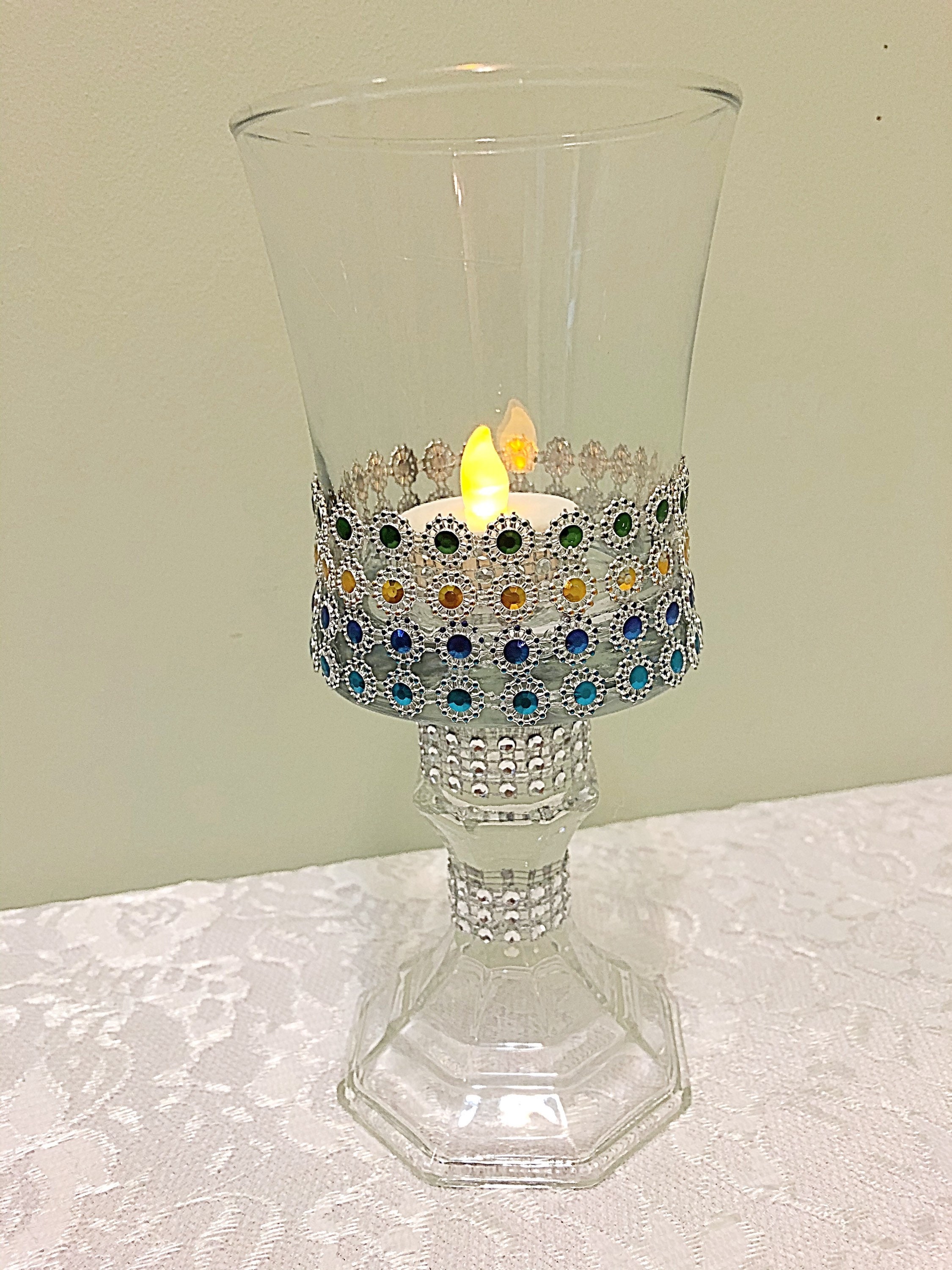 Candle Holder Rhinestone Wedding Decor Table Decor Crystal Etsy
