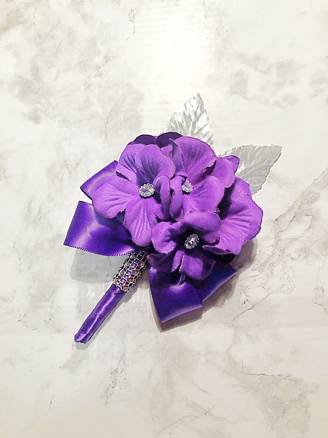 African Violet Corsage, Sorority Pin, Purple Corsage, Plum Corsage Pin