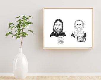 Saint Cyril and Methodius Art Print, Catholic Baptism Gift