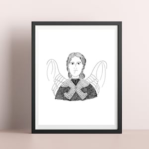 Saint Gabriel the Archangel Pen and Ink Art Print