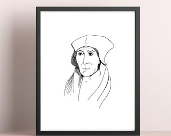 Saint John Fisher Pen and Ink Art Print/Catholic Art/Confirmation Gift/Baptism Gift/Patron of Rochester