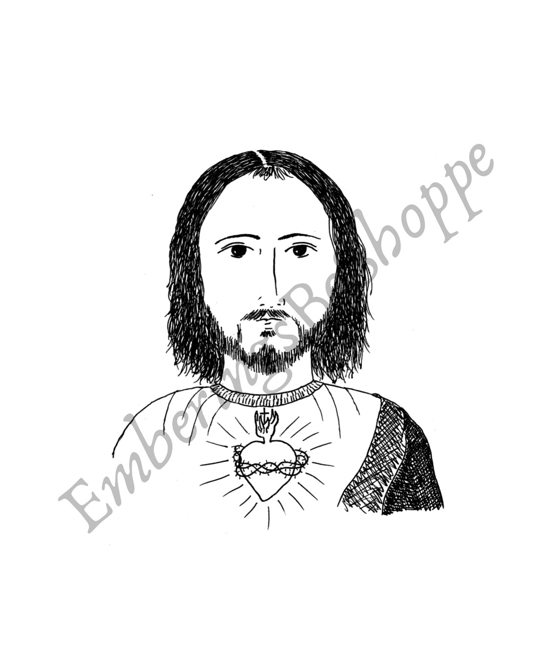 Sacred Heart of Jesus Pen and Ink Art Print/catholic Art/confirmation ...