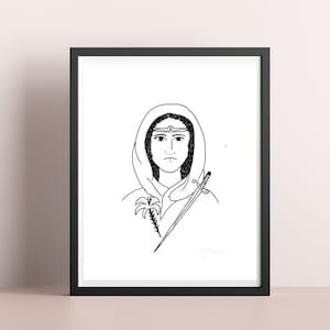 Saint Dymphna Pen and Ink Art Print/Catholic Art/Confirmation Gift/Baptism Gift/Patroness of Those Suffering from Mental and Nervous Illness