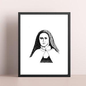 Saint Thérèse of Lisieux Pen and Ink Art Print/Catholic Art/Confirmation Gift/Baptism Gift/St Therese of the Child Jesus
