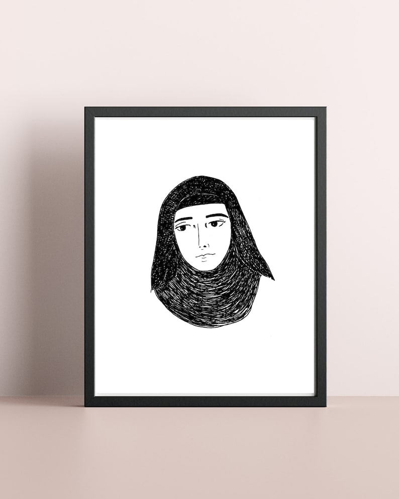 Saint Rafka Pen and Ink Art Print/saint Rafqa Print/catholic Art ...