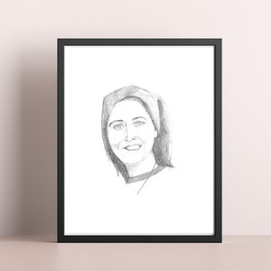 Sister Clare Crockett Pencil Portrait Print: Catholic Gift