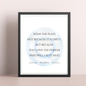 Wash the Plate Saint Mother Teresa Downloadable Wall Art/Catholic Printable Gift