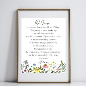 Catholic Morning Offering Digital Download 11x14 Prayer/Catholic Wall Art/Morning Prayer
