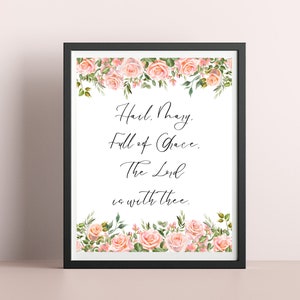 Hail Mary Full of Grace the Lord is with Thee/Rosary Download/Digital Printable Wall Art/Catholic Gift
