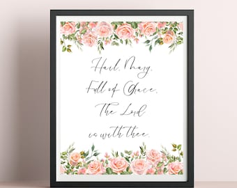 Gegrüßet seist du, Maria – Blumenrosenkranz als druckbares Wandbild (Digitaler Download)