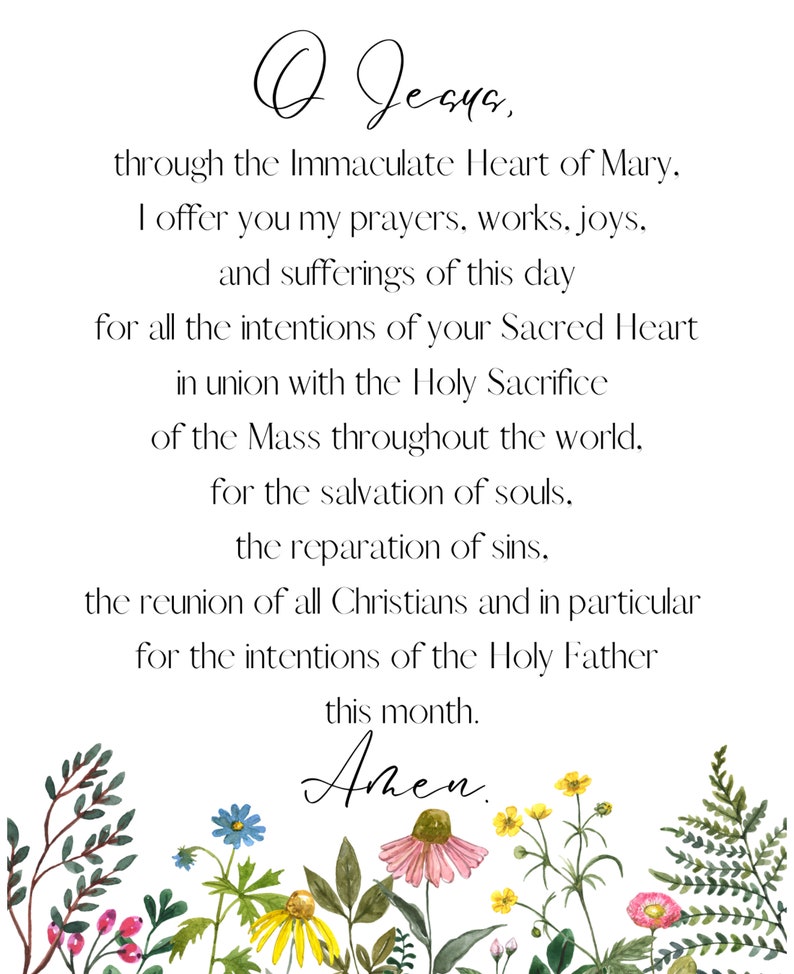 Catholic Morning Offering Prayer Download/printable Wall Art Etsy