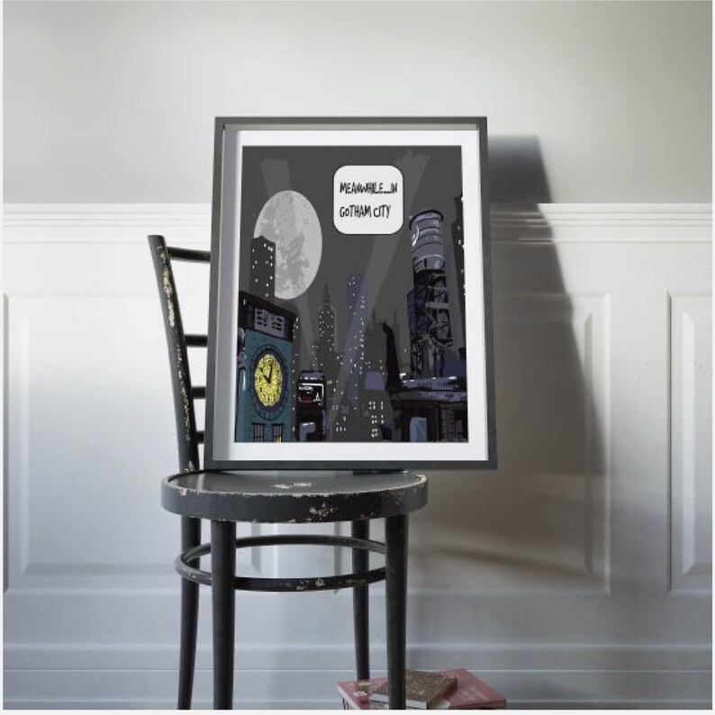Batman poster Geek art Batman art print Gotham City print Gotham City art print Batman Decor