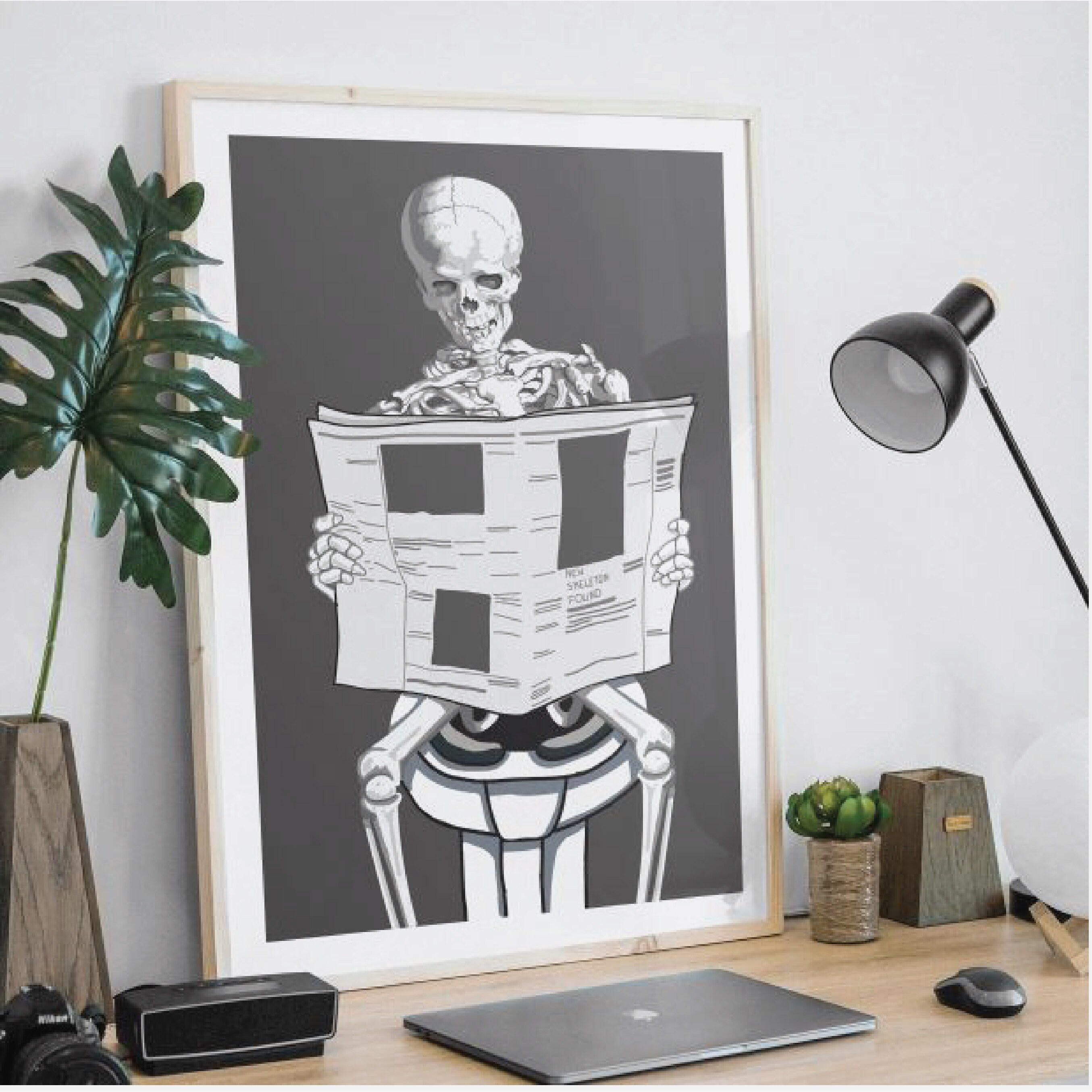 Skelett auf Toilette lustige Skelett Kunst Bad Dekor | Etsy