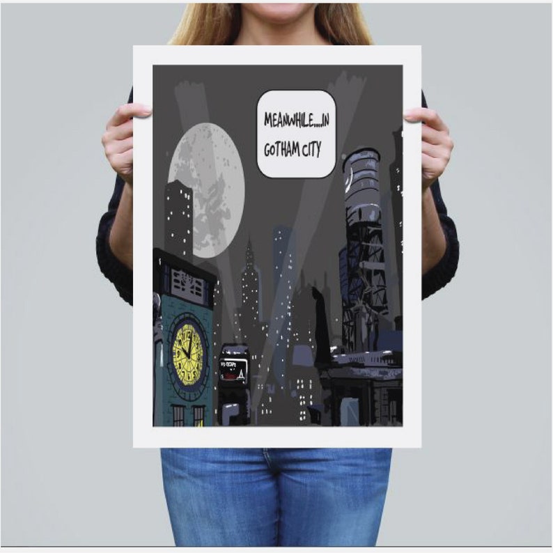Batman poster Geek art Batman art print Gotham City print Gotham City art print Batman Decor