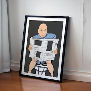Dr Evil op toiletafdruk, Dr Evil badkamerkunst, grappige Austin Powers-fanart, grappige badkamerdecoratie