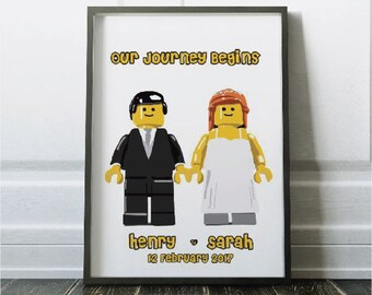 Wedding Gift for couple, Lego print, Gift for wedding couple, Custom wedding gift, Lego couple