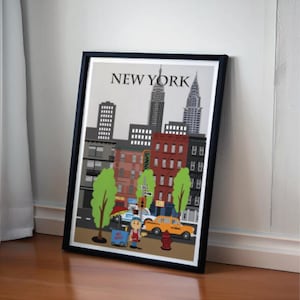Manhattan New York Travel Print,  Manhattan Wall Hanging Home Décor, Manhattan Gift Art, Lovers New York Art Lover