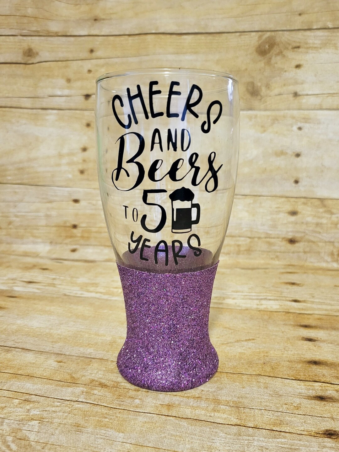 50th Birthday Beer Glass, 50th Birthday Glass, Glitter Beer Glass